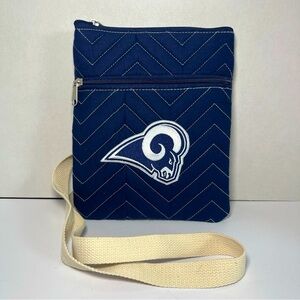 LOS ANGELES RAMS CHEVRON STITCH CROSS BODY PURSE BAG QUILTED BLUE WHITE